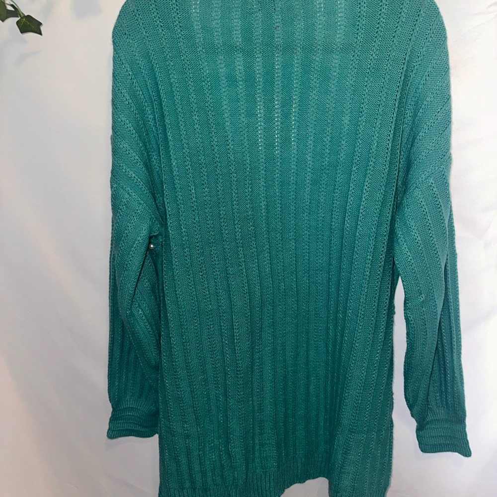 Umgee Teal Pearl-Embellished Open Front Cardigan - Picture 6 of 7